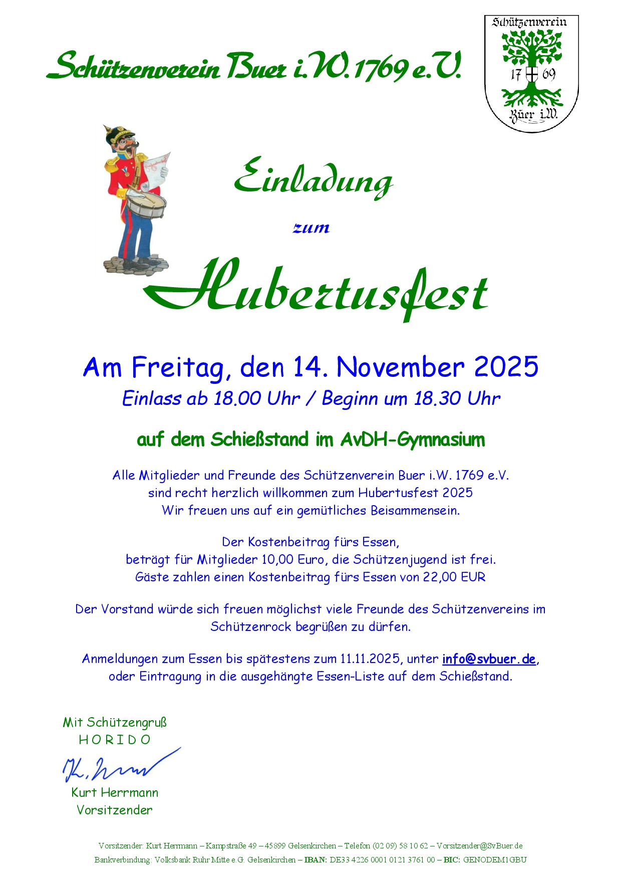Einladung Hubertusfest 2025