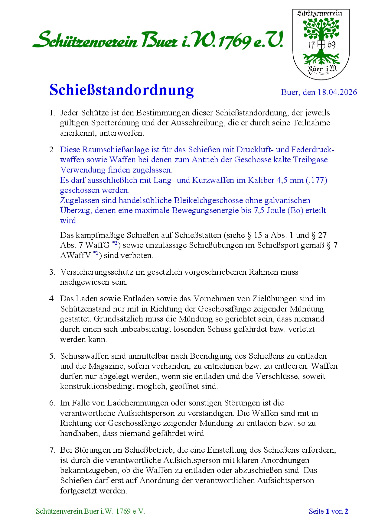 Altersklasseneinteilung 2026